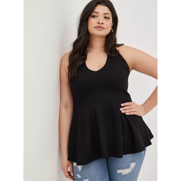 NWT Torrid Black Foxy Halter Neck Peplum Top Size 3 or 22/24 Plus - Picture 2 of 4